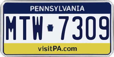 PA license plate MTW7309