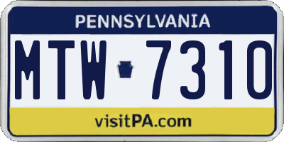 PA license plate MTW7310