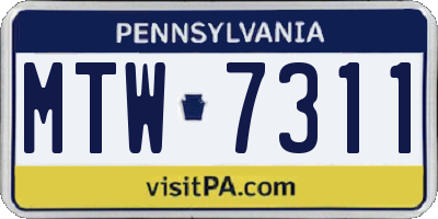 PA license plate MTW7311