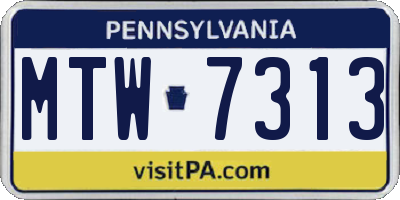 PA license plate MTW7313