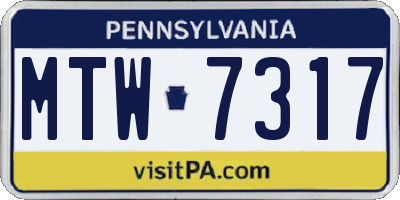 PA license plate MTW7317