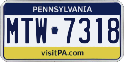 PA license plate MTW7318