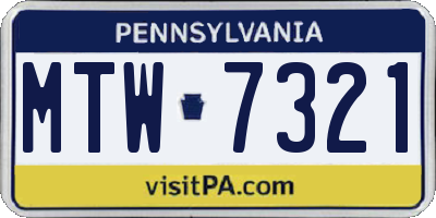 PA license plate MTW7321