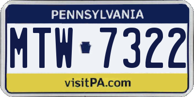 PA license plate MTW7322