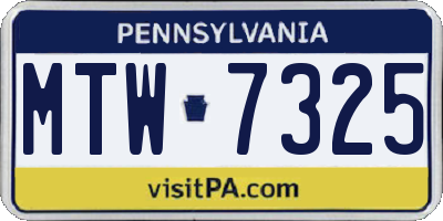 PA license plate MTW7325
