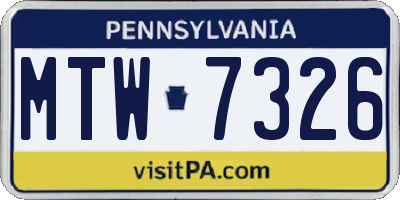 PA license plate MTW7326