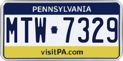 PA license plate MTW7329