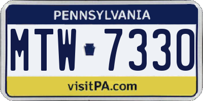 PA license plate MTW7330