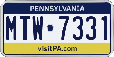 PA license plate MTW7331