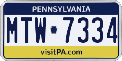 PA license plate MTW7334