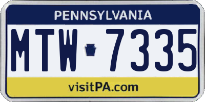 PA license plate MTW7335