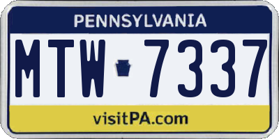 PA license plate MTW7337