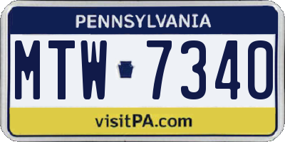PA license plate MTW7340