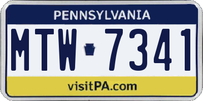 PA license plate MTW7341