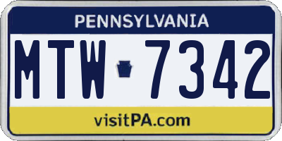 PA license plate MTW7342