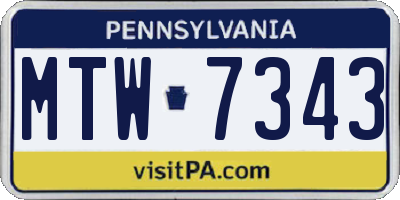 PA license plate MTW7343