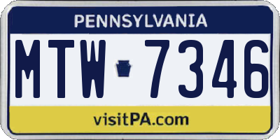 PA license plate MTW7346