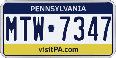 PA license plate MTW7347