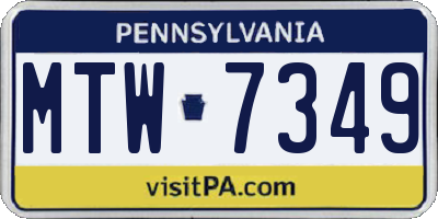 PA license plate MTW7349