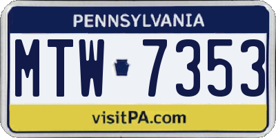 PA license plate MTW7353
