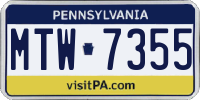 PA license plate MTW7355