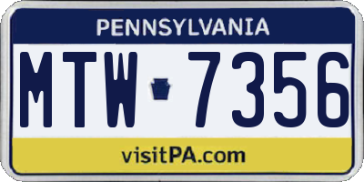 PA license plate MTW7356