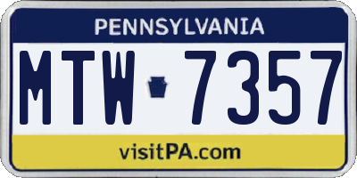 PA license plate MTW7357