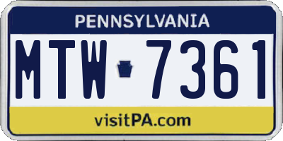 PA license plate MTW7361