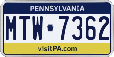 PA license plate MTW7362