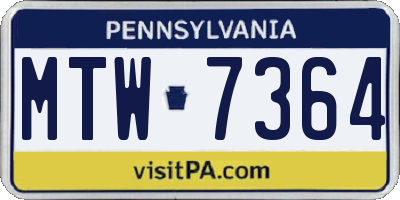 PA license plate MTW7364