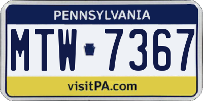 PA license plate MTW7367