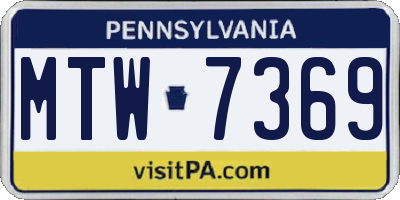 PA license plate MTW7369