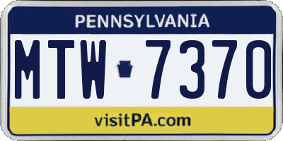 PA license plate MTW7370