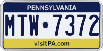 PA license plate MTW7372