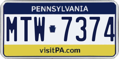 PA license plate MTW7374