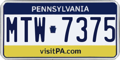 PA license plate MTW7375