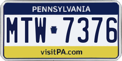 PA license plate MTW7376