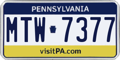 PA license plate MTW7377