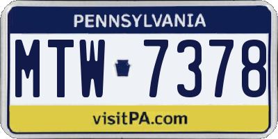 PA license plate MTW7378
