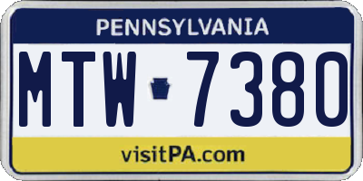 PA license plate MTW7380
