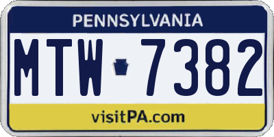 PA license plate MTW7382