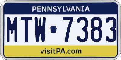 PA license plate MTW7383