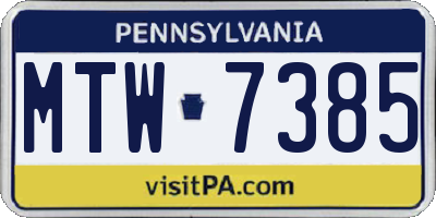 PA license plate MTW7385