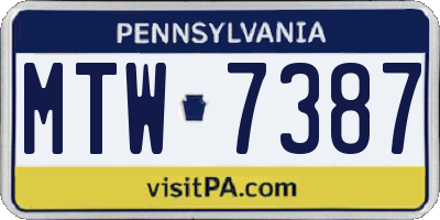 PA license plate MTW7387
