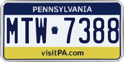 PA license plate MTW7388