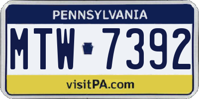 PA license plate MTW7392