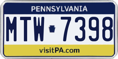 PA license plate MTW7398