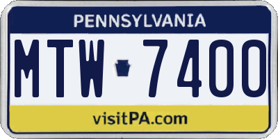 PA license plate MTW7400