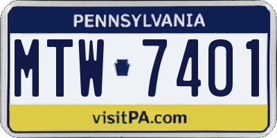 PA license plate MTW7401