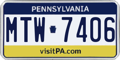 PA license plate MTW7406